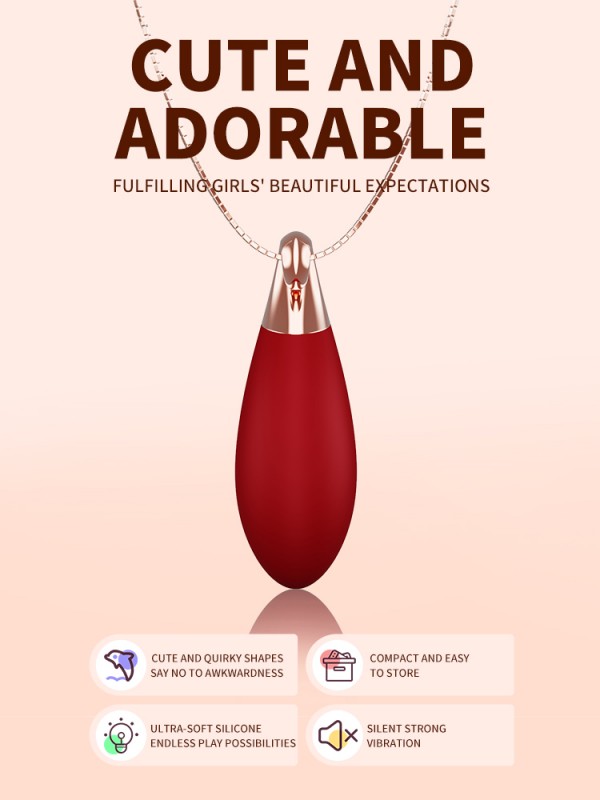 Female Mini Vibrating Bullet Egg, Wine Red Water Drop Shape Necklace Vibrator,10 Frequency Vibration, Vibration Massage, Adult Sex Toy